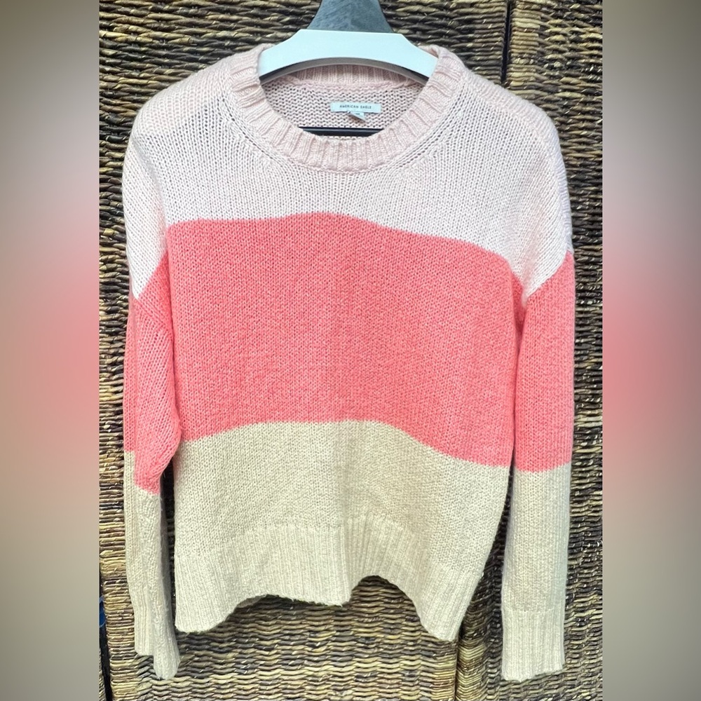 American Eagle Outfitters - Medium, Stripe Crew Neck Sweater